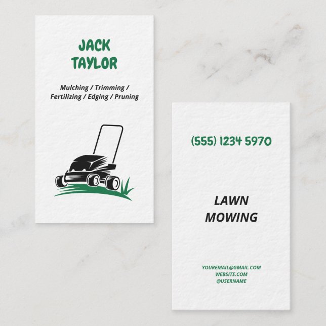 Rasenmäher Visitenkarte (Vorne/Hinten)