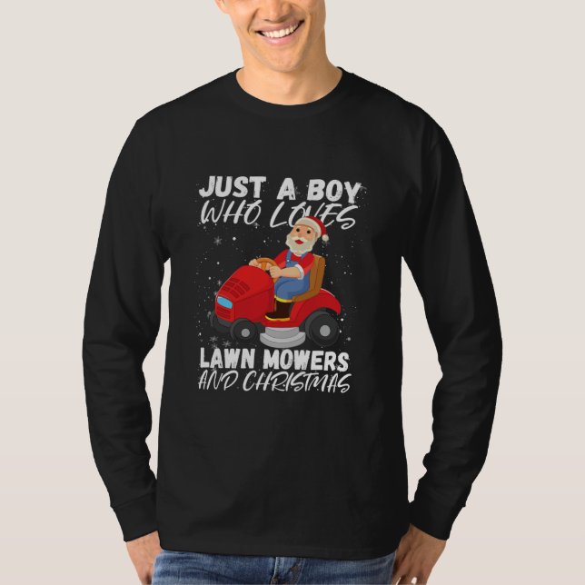 Rasenmäher Xmas Rasenmäher Santa Garening T-Shirt (Vorderseite)