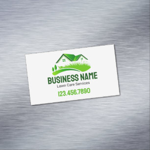 Rasenmähservice Grün Weiß Magnetische Visitenkarte