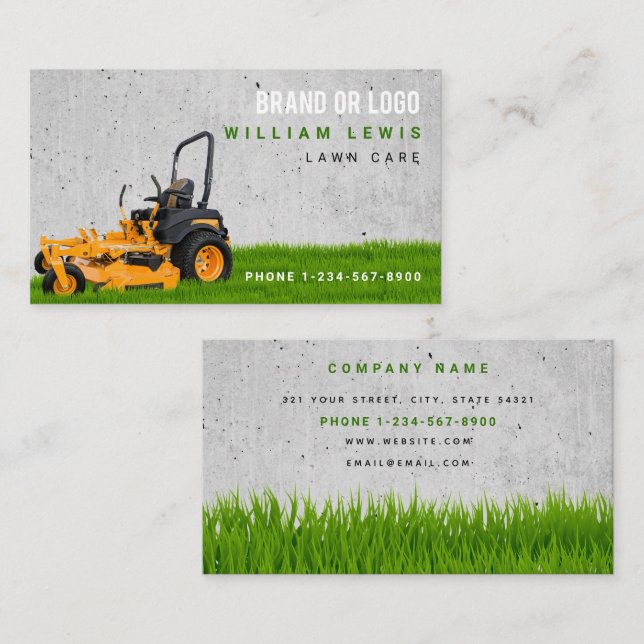 Rasenpflege - einfaches Landscaping-Mowing-Busines Visitenkarte (Vorne/Hinten)
