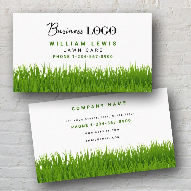 Rasenpflege - einfaches Landscaping-Mowing-Busines Visitenkarte (Lawn Care Simple Landscaping Mowing Business Logo Business Card)