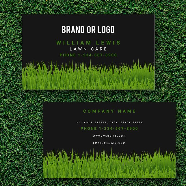 Rasenpflege - einfaches Landscaping-Mowing-Busines Visitenkarte (Lawn Care Simple Landscaping Mowing Business Logo Business Card)
