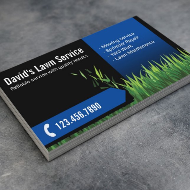 Rasenpflege Landscaping Mowing Black & Navy Visitenkarte (Von Creator hochgeladen)