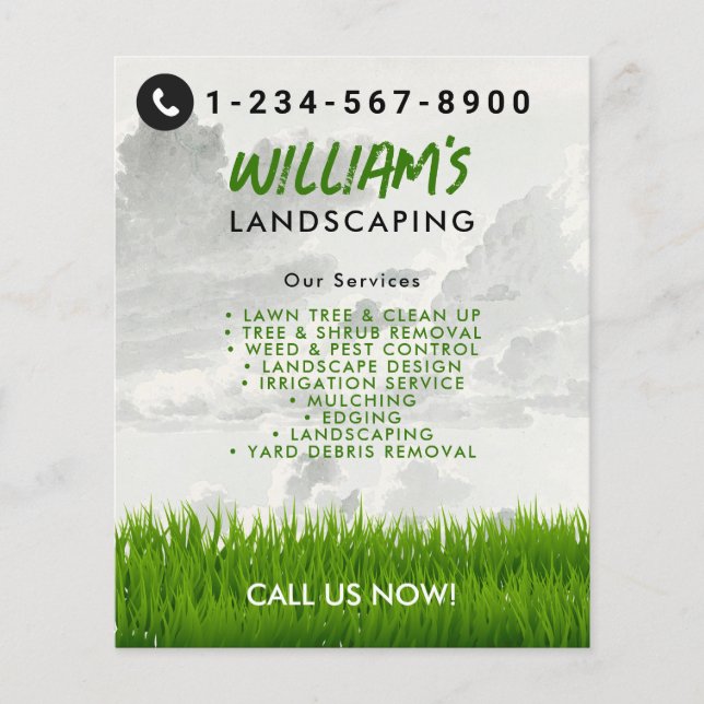 Rasenpflege Landscaping Mowing Cutting Services Flyer (Vorne)