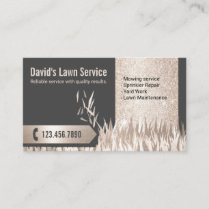 Rasenpflege Landscaping Mowing Elegantes Gold Visitenkarte