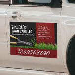 Rasenpflege Landscaping Mowing Service Black & Red Auto Magnet<br><div class="desc">Berufliche Rasenmäher-Rasenmäher-Pflegemagnete zum Mähen.</div>