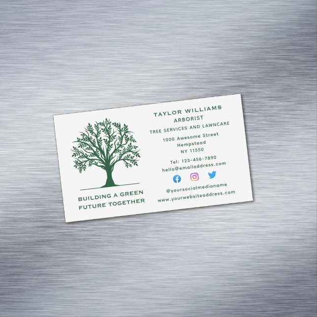 Rasenpflege Landscaping Tree Service Social Media Magnetische Visitenkarte (Beispiel)
