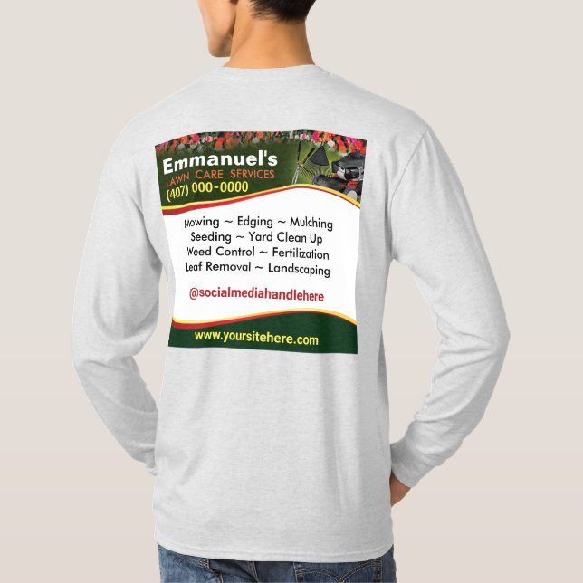 Rasenpflege Landschaften Gras schneiden T - Shirt (Rückseite)