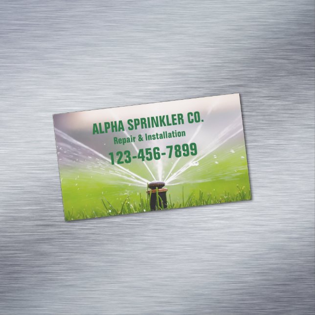 Rasenpflege Landschaften Sprinkler Reparatur Bewäs Magnetische Visitenkarte (Beispiel)