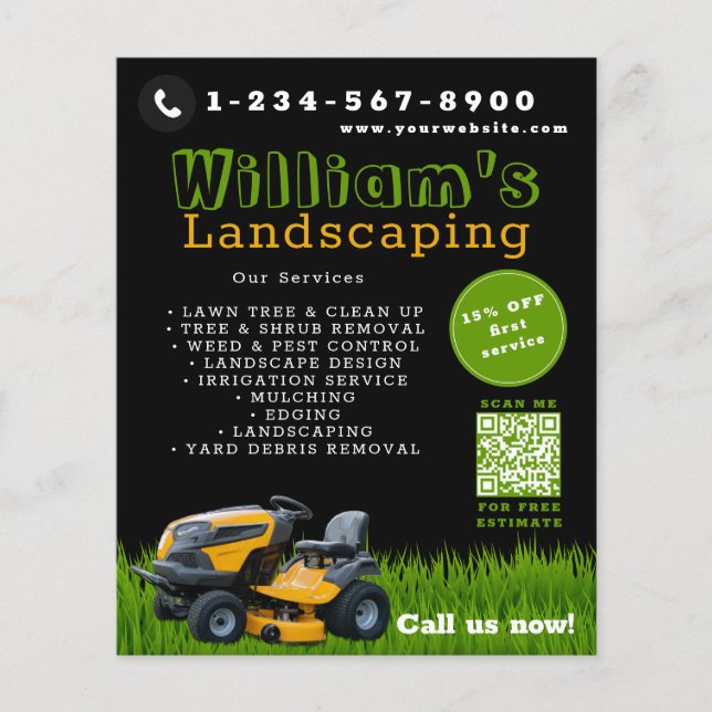 Rasenpflege Landschaftsgärtnerdienste Schwarz Flyer (Vorne)