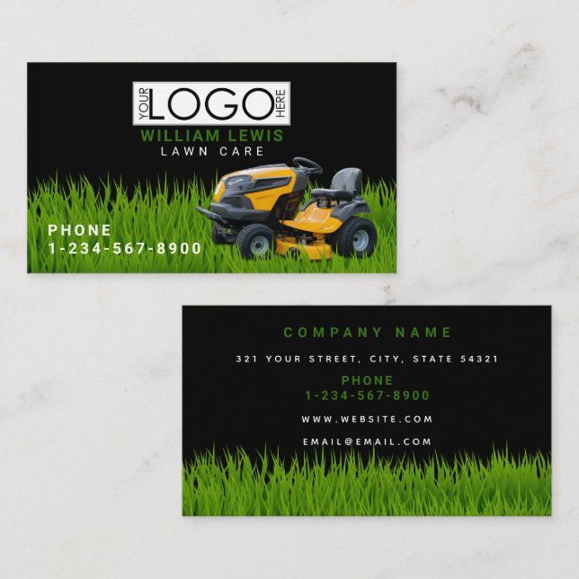 Rasenpflege-Landschaftsgras-Mowing-Logo Visitenkarte (Vorne/Hinten)