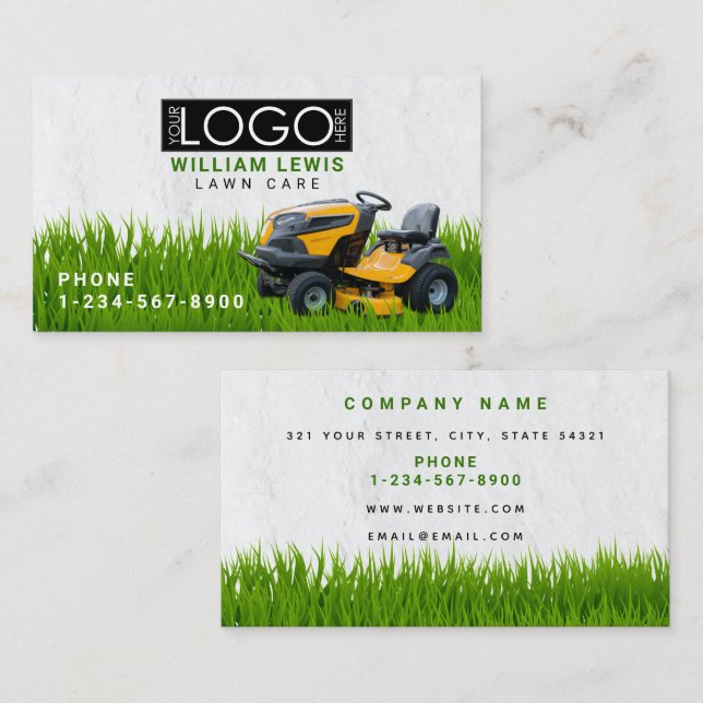 Rasenpflege-Landschaftsgras-Mowing-Logo Visitenkarte (Vorne/Hinten)