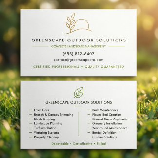 Rasenpflege Minimalistisches Goldblatt Custom-Logo Visitenkarte