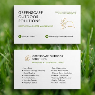 Rasenpflege Minimalistisches Goldblatt Custom-Logo Visitenkarte