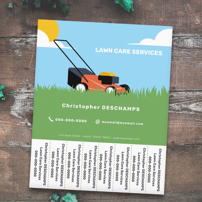 Rasenpflege reißt die Streifen ab Flyer (Lawn Care Tear Off Strips Flyer)