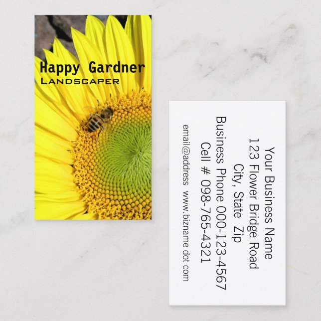 Rasenpflege Sonnenblumen und Foto Visitenkarte (Vorne/Hinten)
