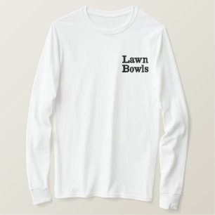 Rasenschüsseln, Mens Long Sleeve besticktes Hemd Langarmshirt