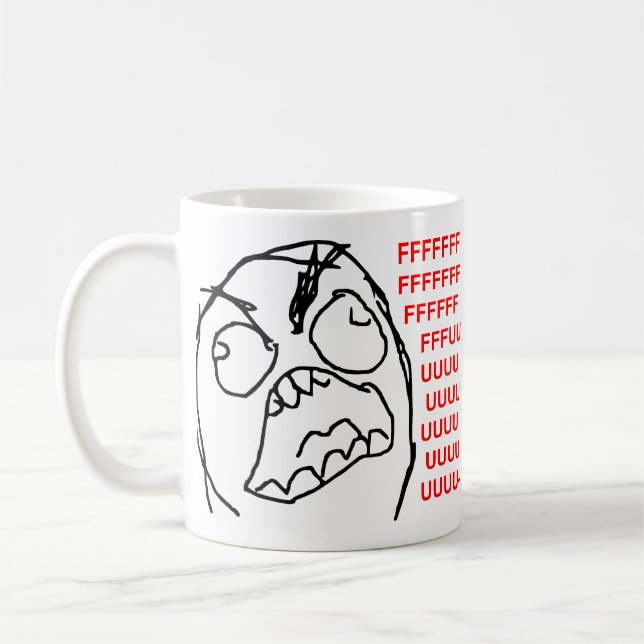 Raserei-Typ verärgertes Fuu Fuuu Raserei-Gesicht Kaffeetasse (Links)
