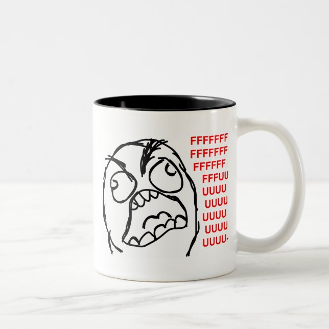 Rasereigesichtsraserei-Comic meme lol rofl Zweifarbige Tasse (Rechts)