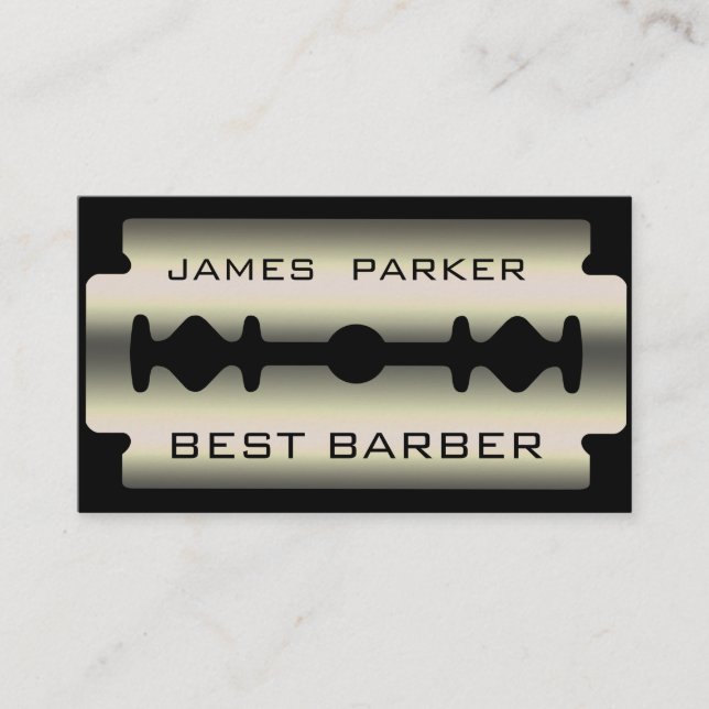 Rasierklingen-Silber-mutiger Friseur-moderner Visitenkarte (Vorderseite)