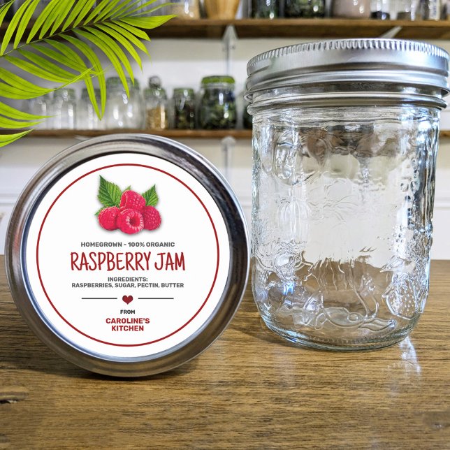 Raspberries Canning Jar Label Runder Aufkleber (Von Creator hochgeladen)