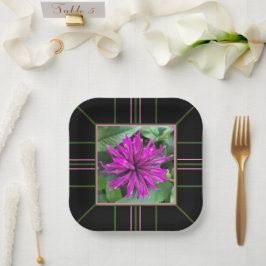 Raspberry Bee Balm Square Hochzeitspapier-Teller Pappteller