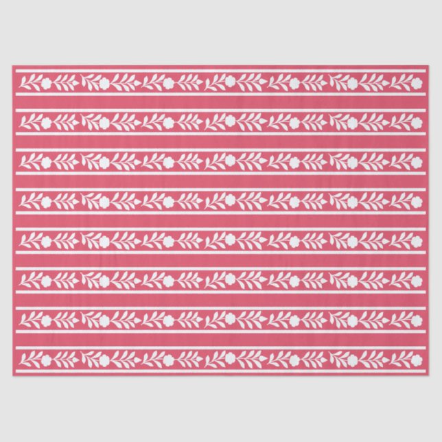Raspberry Bone Inlay Floral Border Decoupage Paper Seidenpapier (Vorderseite)