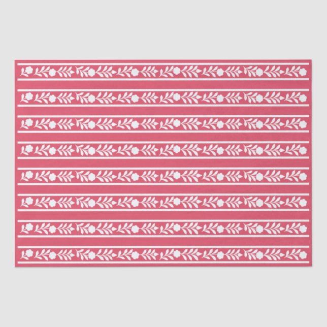 Raspberry Bone Inlay Floral Border Decoupage Paper Seidenpapier (Vorderseite)