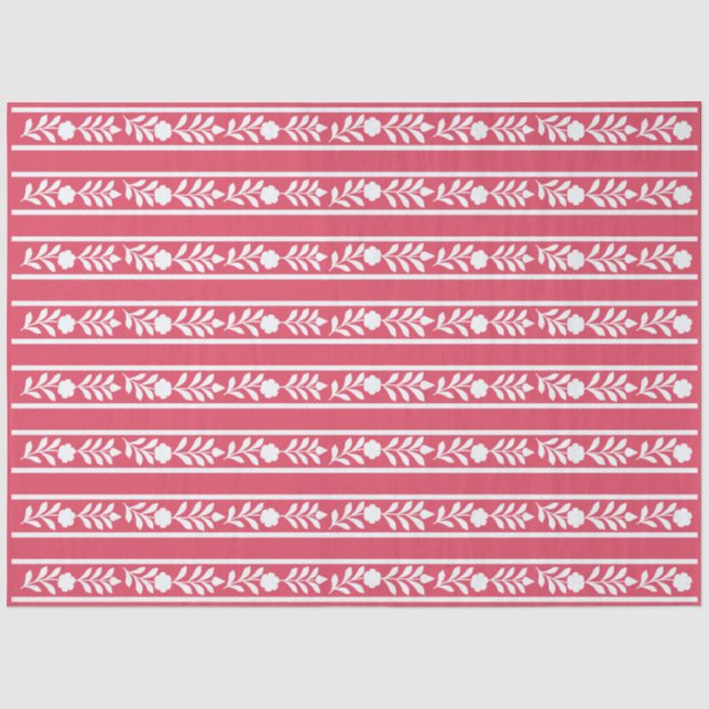Raspberry Bone Inlay Floral Border Decoupage Paper Seidenpapier (Vorderseite)