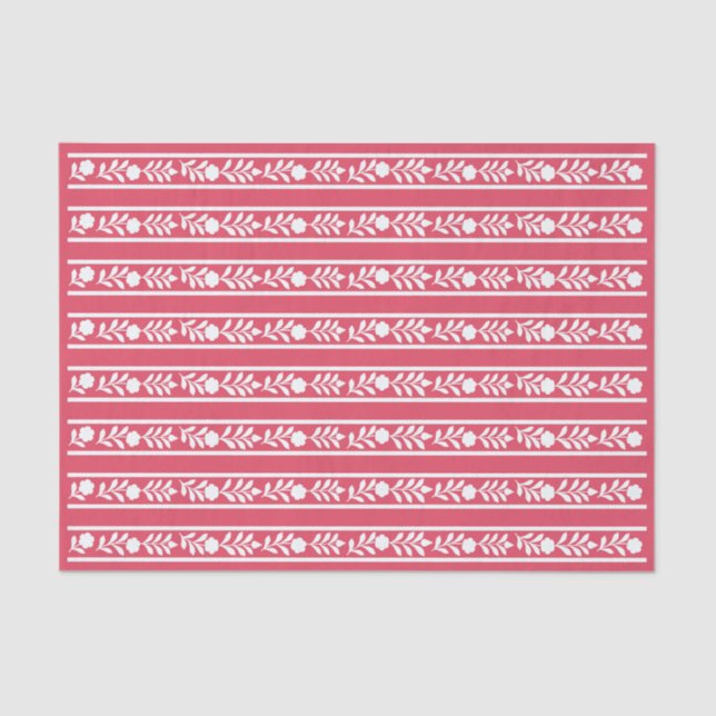 Raspberry Bone Inlay Floral Border Decoupage Paper Seidenpapier (Vorderseite)