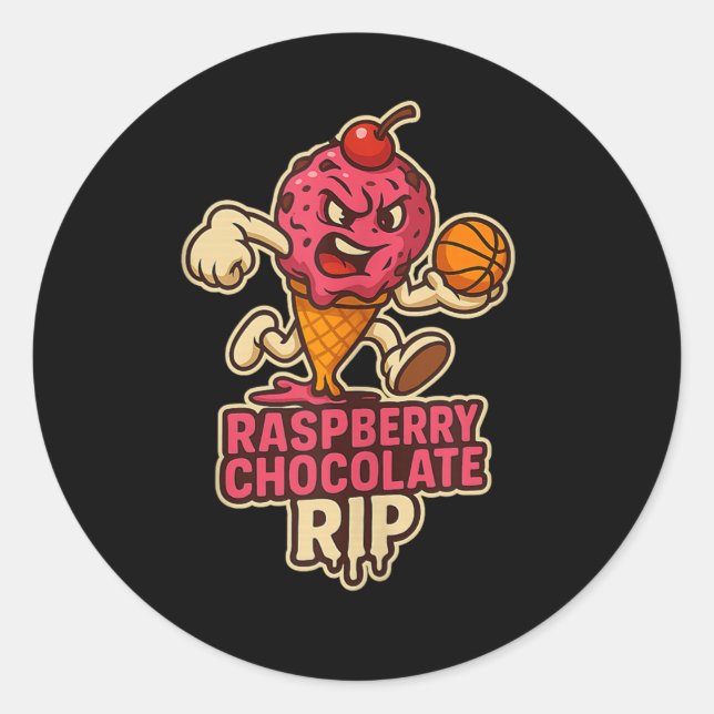 Raspberry Chocolate Rip Swish N Dish Basketball Ta Runder Aufkleber (Vorderseite)