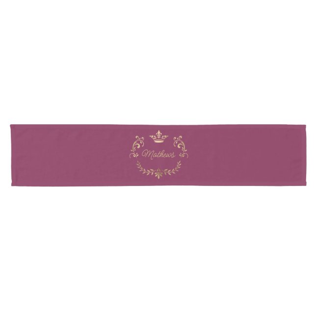 Raspberry Crown Wappen Personalisiert Kurzer Tischläufer (Horizontal)