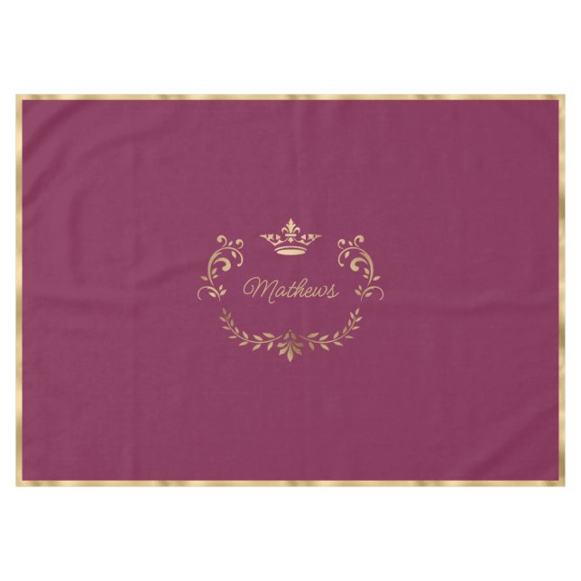 Raspberry Crown Wappen Personalisiert Tischdecke (Vorderseite (Horizontal))