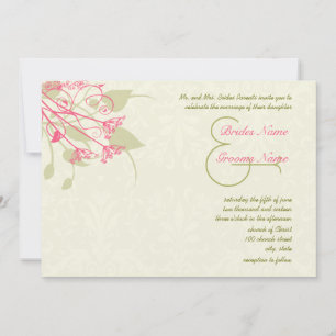 Raspberry Dandelion Damask Hochzeitseinladungen Einladung