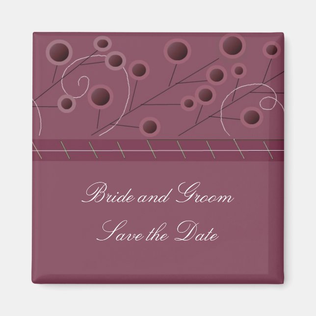 Raspberry Floral Save the Date Magnet (Vorne)