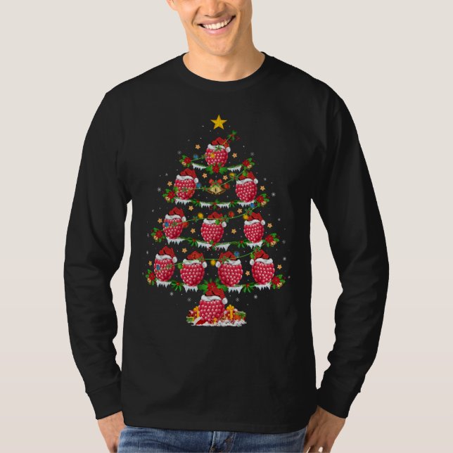 Raspberry Fruit Lover Xmas Lighting Raspberry Chri T-Shirt (Vorderseite)