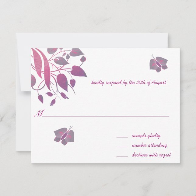 Raspberry Gerbers zu Limoner Hochzeitsszensur RSVP Karte (Vorderseite)