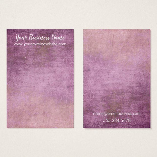 Raspberry Grunge Earring Holder Display Cards (Vorne & Hinten)