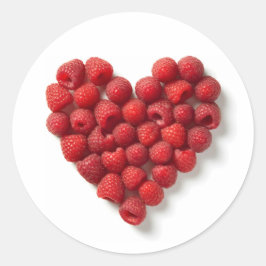 Raspberry Heart Runder Aufkleber