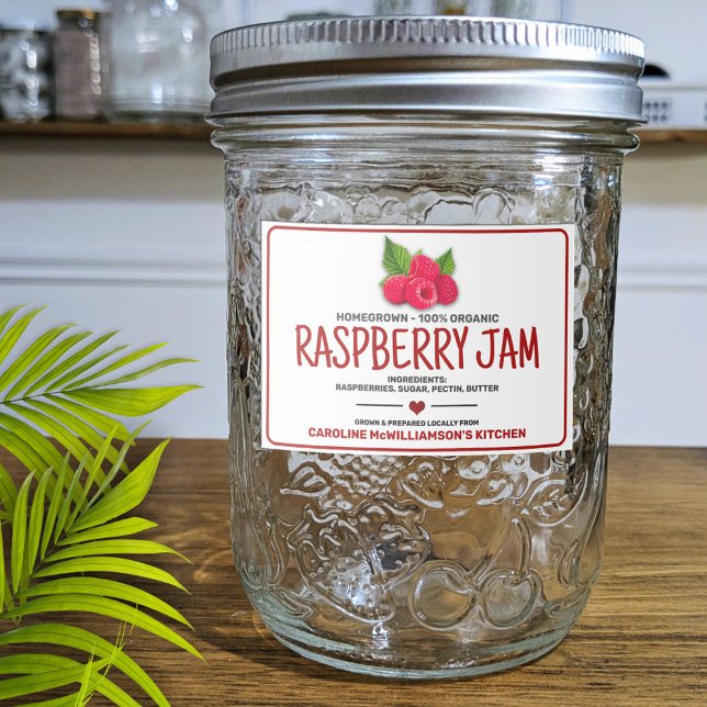 Raspberry Jam Canned Food Label Lebensmitteletikett (Von Creator hochgeladen)