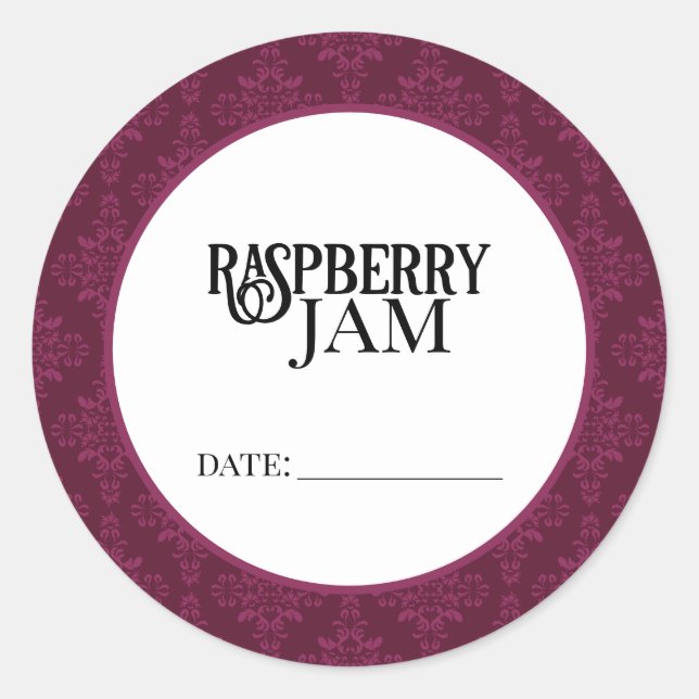 Raspberry Jam Canning Lid Labels Runder Aufkleber (Vorderseite)