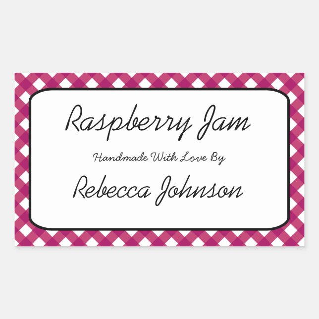 Raspberry-Jam-Label für benutzerdefinierten Textja Rechteckiger Aufkleber (Vorderseite)