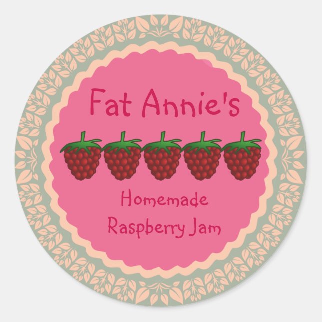 Raspberry Jam Label Runder Aufkleber (Vorderseite)