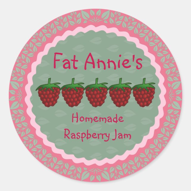 Raspberry Jam Label Runder Aufkleber (Vorderseite)