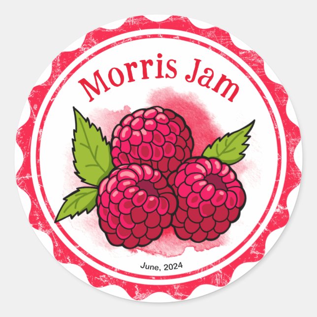 Raspberry-Jam-Label Runder Aufkleber (Vorderseite)