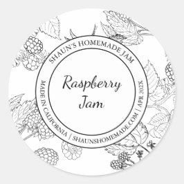 Raspberry Jam Sketch Modernes Label Runder Aufkleber
