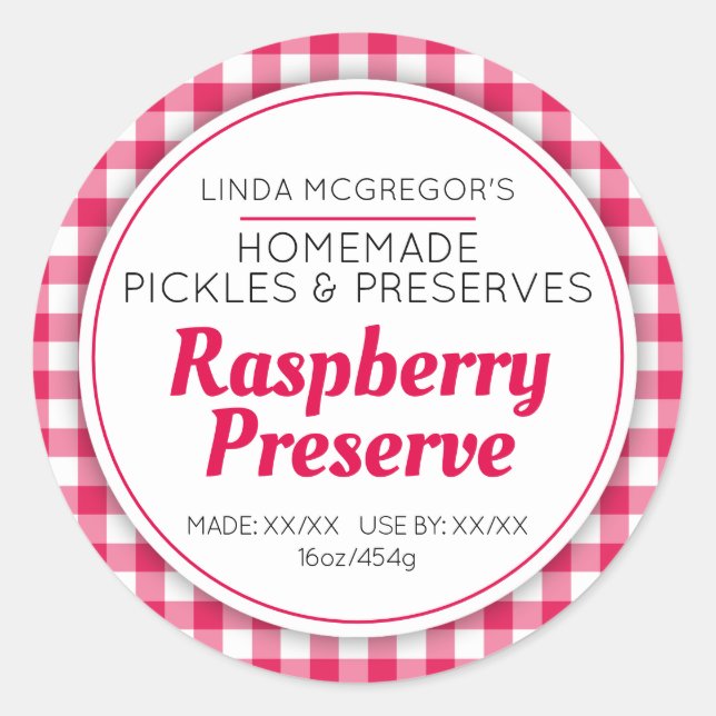Raspberry-Konserven-Konfitüre Runder Aufkleber (Vorderseite)