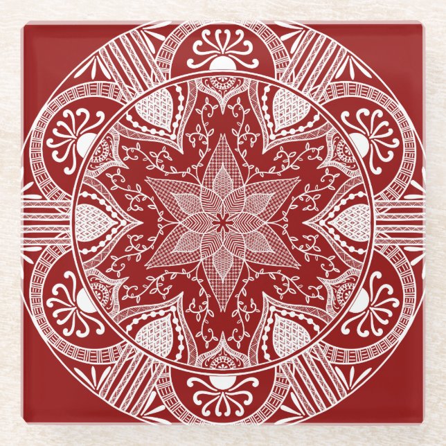 Raspberry Mandala Glasuntersetzer (Vorderseite)