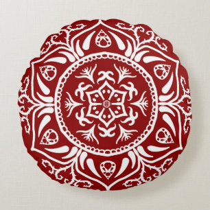 Raspberry Mandala Rundes Kissen