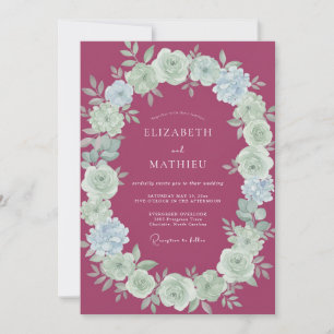 Raspberry-Minz-Pfingstrosen-Hochzeit Einladung